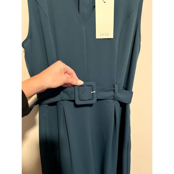 NWT Joie Adessa V- Neck Sleeveless Wide- Leg Belted Jumpsuit Size 4 - Picture 9 of 13